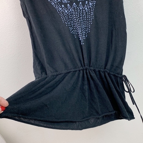 Free People sweater knit embroidered V neck top with drawstring peplum waist EUC - Picture 3 of 10